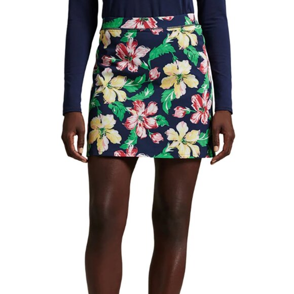 RLX Polo Golf 4-Way Stretch Back Pleated 17 Inch Hibiscus Womens Golf Skort - Picture 1 of 1